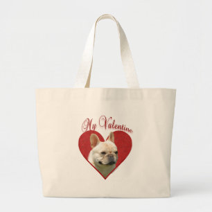 Frenchie Valentine Large Tote Bag