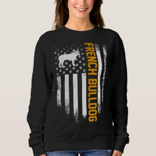 Frenchie Vintage Usa French Bulldog American Flag Sweatshirt