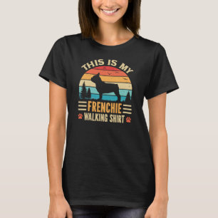 Frenchie Walking French Bulldog Mom Retro Sunset T-Shirt