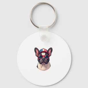 Frenchie Wearing USA Colors (3) Key Ring
