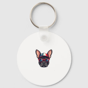 Frenchie Wearing USA Colors (5) Key Ring
