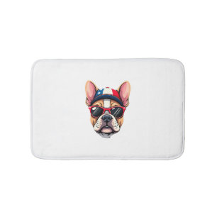 Frenchie Wearing USA Colors (6) Bath Mat