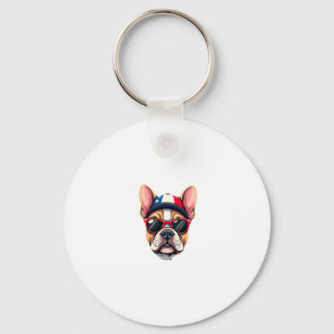 Frenchie Wearing USA Colors (6) Key Ring