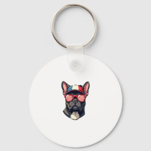 Frenchie Wearing USA Colors (7) Key Ring