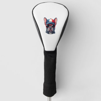 Frenchie Wearing USA Colors Golf Head Cover