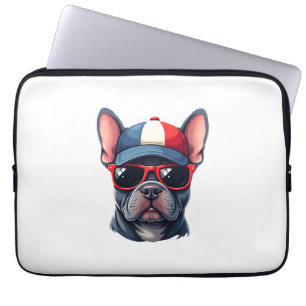 Frenchie Wearing USA Colors Laptop Sleeve