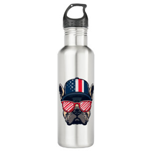 Frenchie Wearing USA Colours 710 Ml Water Bottle