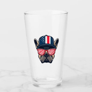 Frenchie Wearing USA Colours Glass