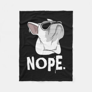 Frenchie White French Bulldog Fleece Blanket