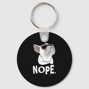Frenchie White French Bulldog  Key Ring