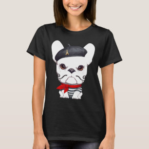 Frenchie White French Bulldog With A Handlebar Mu T-Shirt