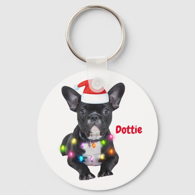 frenchies christmas gift for bulldog lovers  ceram key ring (Front)
