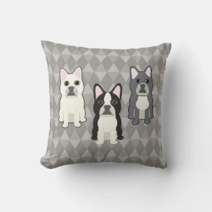 Frenchies Gray Diamonds Cushion