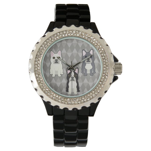 Frenchies Gray Diamonds Watch (Front)