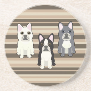 Frenchies Neutral Striped Coaster
