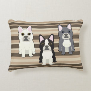 Frenchies Neutral Striped Decorative Cushion