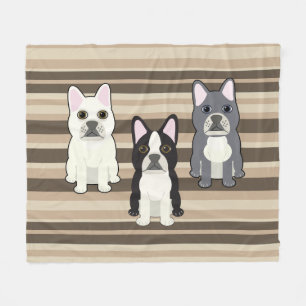 Frenchies Neutral Striped Fleece Blanket