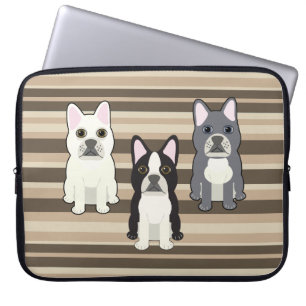 Frenchies Neutral Striped Laptop Sleeve