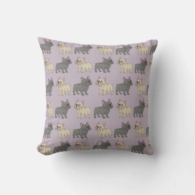 Frenchies, Purple Cushion (Front)