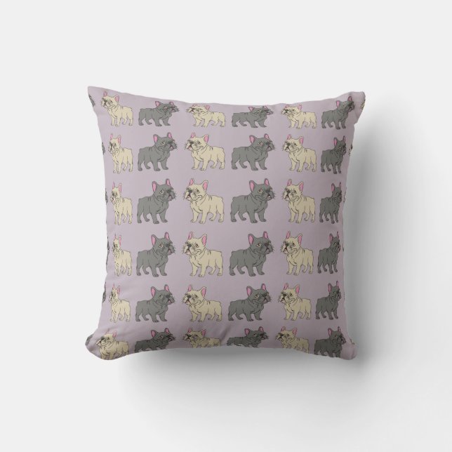 Frenchies, Purple Cushion (Front)