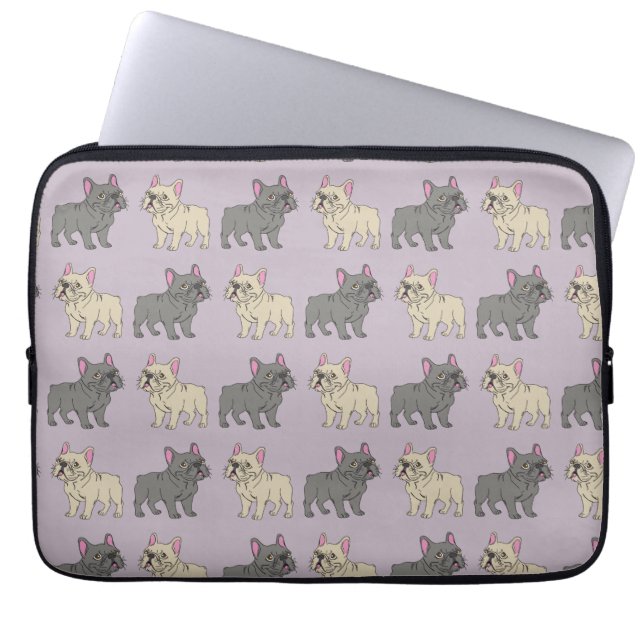 Frenchies, Purple Laptop Sleeve (Front)