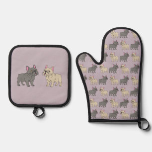 Frenchies, Purple Oven Mitt & Pot Holder Set