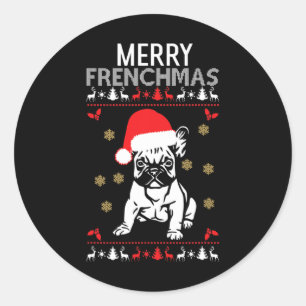Frenchmas French Bulldog  Classic Round Sticker