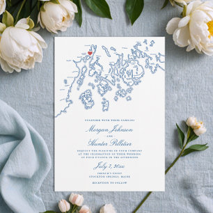 French's Point Maine Map Elegant Wedding Invitation