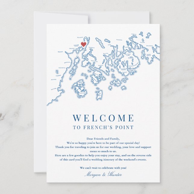 French's Point Maine Wedding Welcome Itinerary Thank You Card (Front)