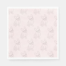 frenchys know how to party, napkins  bulldog pink