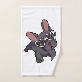 frensh bulldog bath towel. hand towel
