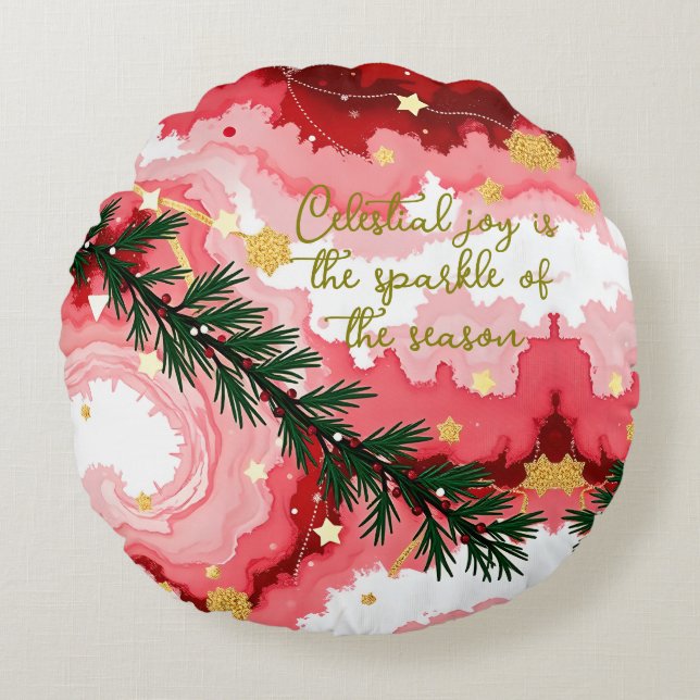 Frequency Abstract Christmas Festive Sovereignty  Round Cushion (Front)