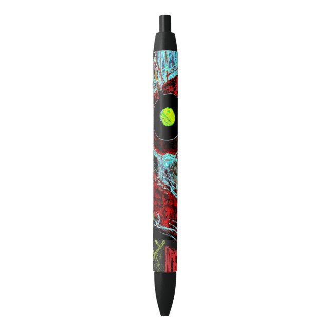 Frequency Serpent – Abstract Energy Compact Mirror Black Ink Pen (Front Vertical)