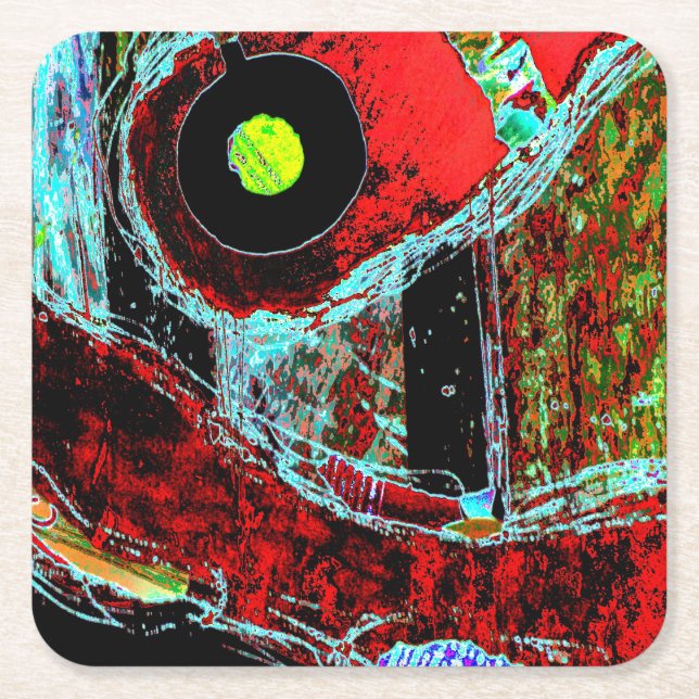 Frequency Serpent – Abstract Energy Compact Mirror Square Paper Coaster (Front)