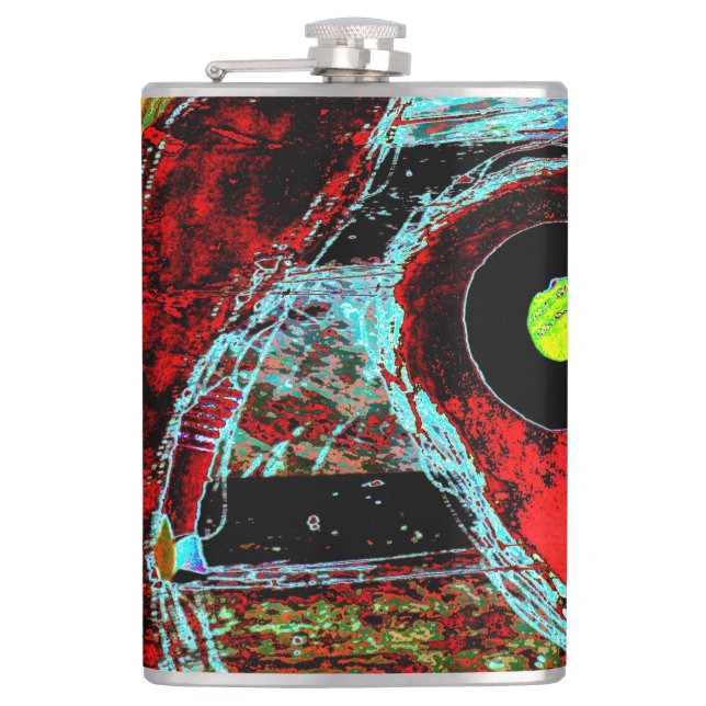 Frequency Serpent – Digital Abstract Energy Vinyl  Hip Flask (Front)