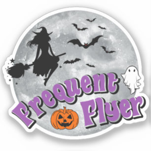 Frequent Flyer Halloween Witch Riding Broomstick