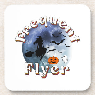 Frequent Flyer Halloween Witch Riding Broomstick Coaster