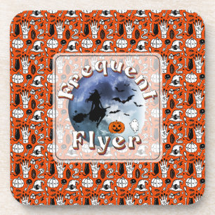 Frequent Flyer Halloween Witch Riding Broomstick Coaster