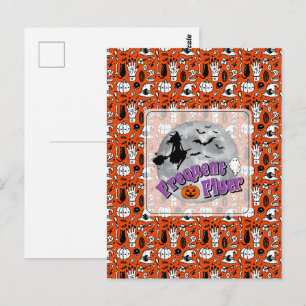 Frequent Flyer Halloween Witch Riding Broomstick  Postcard