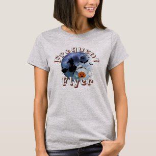 Frequent Flyer Halloween Witch Riding Broomstick T-Shirt