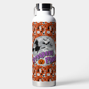 Frequent Flyer Halloween Witch Riding Broomstick Water Bottle