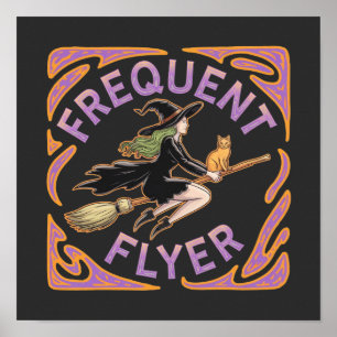 Frequent Flyer Witch A Funny Halloween Take Poster