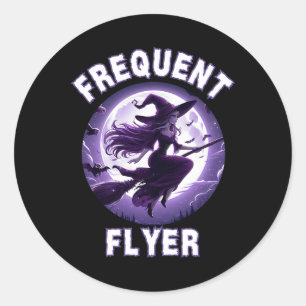 Frequent Flyer Witch Funny Halloween Costume Idea Classic Round Sticker