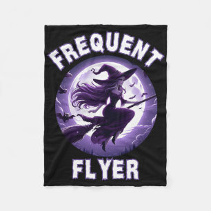 Frequent Flyer Witch Funny Halloween Costume Idea Fleece Blanket
