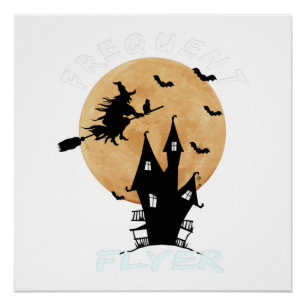 Frequent Flyer Witch Halloween T-Shirt Perfect Poster