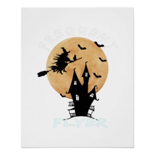 Frequent Flyer Witch Halloween T-Shirt Perfect Poster