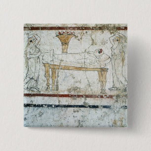 Fresco from the Tomb of Gaudio, c.480 BC 15 Cm Square Badge