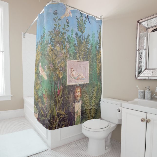 Fresco of a Garden Scene, Pompeii Shower Curtain (In Situ)