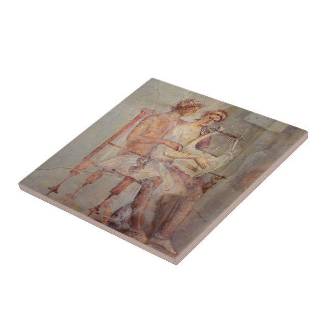 Fresco of a Music Lesson, Pompeii Ceramic Tile (Side)