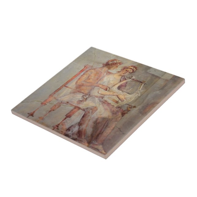 Fresco of a Music Lesson, Pompeii Ceramic Tile (Side)